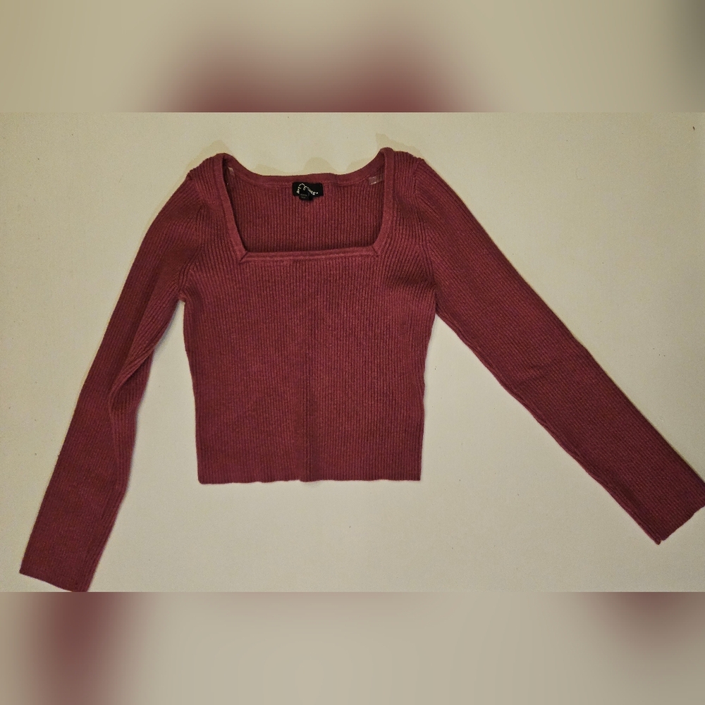 art class Ribbed Square Neck Top — Dusty Rose